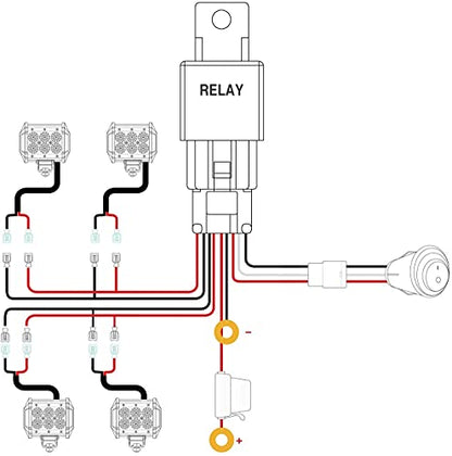 Nilight Led Light Bar Wiring Harness Kit 16AWG 12V On Off Waterproof Switch Power Relay Blade Fuse-4 Leads - color: 16AWG Wiring Harness-4 Leads