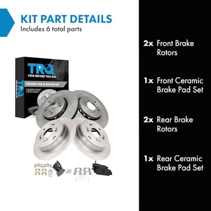 TRQ Front and Rear Brake Pad and Rotor Set Ceramic