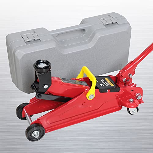 Big RED Hydraulic Trolley Service Lift Jack/Portable Floor Jack with Special Slow Release and Blow Mold Carrying Storage Case : 2 Ton (4,000 lb) Capacity, Red,T82012GS - size: 2 Ton (4,000 lb) slow release with case, style: Steel