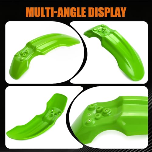 Dirt Bike Front Fender for Yozma IN10 Tuttio Soleil 01 MX350/500/650 SX500 KX110 XR70 Ridstar Q20 CRF50 Style with Mounting Bolts Ebike Dirt Pit Bike Wheel Mudguard (Green) - color: Green