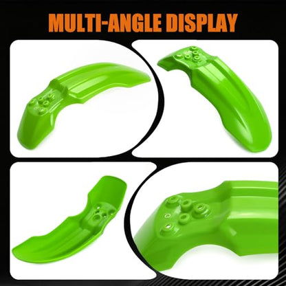 Dirt Bike Front Fender for Yozma IN10 Tuttio Soleil 01 MX350/500/650 SX500 KX110 XR70 Ridstar Q20 CRF50 Style with Mounting Bolts Ebike Dirt Pit Bike Wheel Mudguard (Green) - color: Green
