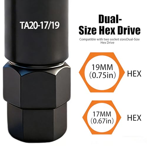 10 Spline Lug Nut Socket, Dual Hex 17mm & 19mm for Truck SUV