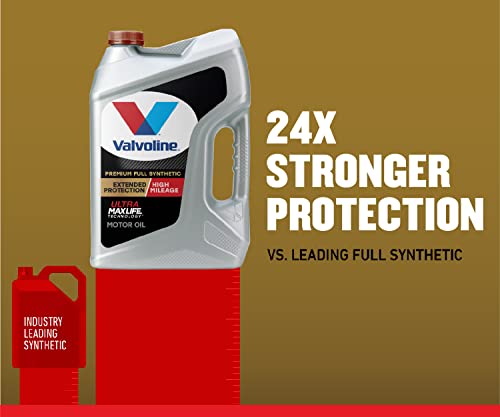 Valvoline Extended Protection High Mileage with Ultra MaxLife Technology 0W-20 Full Synthetic Motor Oil 5 QT (Pack of 2) - size: 5 qt (Pack of 2), style: Premium Full Synthetic High Mileage
