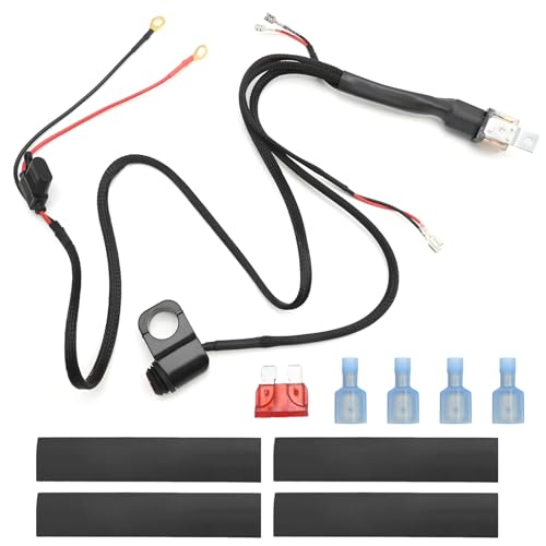 2 Lead Light Bar Harness Kit, 7/8” Motorcycle Handlebar Switch, 12V 40A Relay Fuse Wire Harness Kit, Replacement for Motorcycle ATV Dirt Bike Scooter Lights