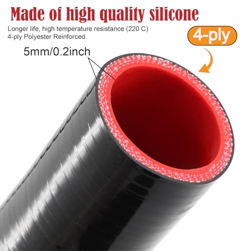 90 Degree ID 1-1/2 to 2-1/2 inches Elbow Silicone Reducer Coupler Hose 4 Ply Polyester Reinforcement with 2 Steel T Clamps for Intercooler Turbo Intake Pipe - size: 90°1.5-2.5"