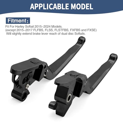 Motorcycle Levers Brake Clutch Handle Lever Adjustable Fit for Harley 2015-2024 Softail Fat Boy FLSB Street Bob FXBB Breakout FXLRS Fat Bob Low Rider FXLR Softail Slim FLHSC 114 (Long, Black) - color: Black, style: Long
