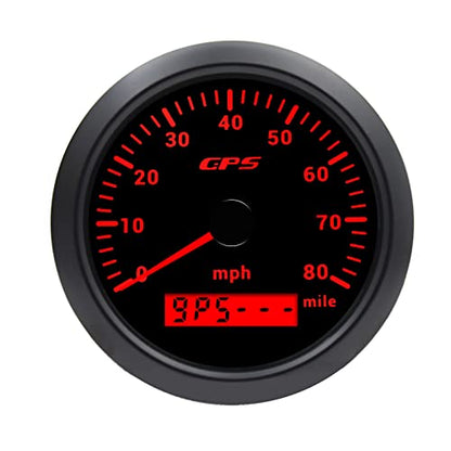 KAOLALI Digital GPS Speedometer Speed Gauge 85mm (3.34 inch) Boat MPH GPS Speedometer Odometer 0-80MPH for Truck Marine Car Motorcycle 9-32V 7 Colors Backlight - color: 80MPH-Black