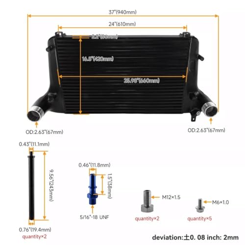 Front Black Intercooler for 2020-2022 Ford Explorer ST 3.0 - color: Black