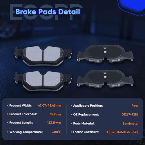 Brake Pads,ECCPP 8pc Ceramic Disc Brake Kits fit For BMW For 328i 2007-2013 - size: Front D918-7799 + Rear D1267-7286