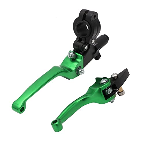 JFG RACING Motorcycle Brake Clutch Lever 7/8'' 22mm Folding Levers Aluminum Alloy Universal for CRF50 KLX SSR TTR 110 125 150 200 250cc Dirt Pit Bike ATV Mini Bike Green - color: Green
