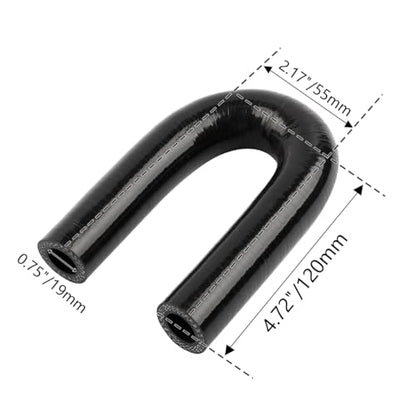 180 Degree Coupler U Bend Shape Elbow Silicone Hose Pipe ID 3/4"(19mm) Thicknesses 4-ply(5.4mm) Reinforced for engine turbo Air intake boots coupling intercooler throttle body Industrial tube - size: ID19