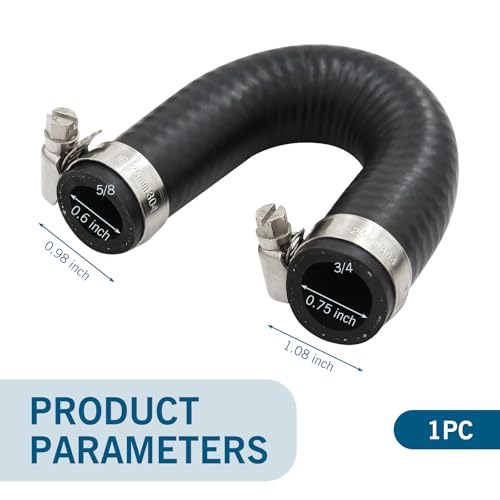 Pack-1 Car Heater Core Crossover Cooling Water Bypass Hose Connector, 551699 U-shaped Rubber Heat-resistant and Leak-proof Hose with Clamp, Compatible with LS1 LSX LS2 LS3 LQ4 LQ9 (Black)