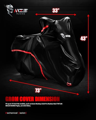 MZS Waterproof Motorcycle Cover for Grom Monkey Ruckus Navi Z125 DAX Papio - size: 73" Mini Motorcycle