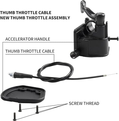 New Thumb Throttle Assembly and 1050mm Throttle Cable Compatible with Yamaha Raptor 350 660 700 TT03 All Years