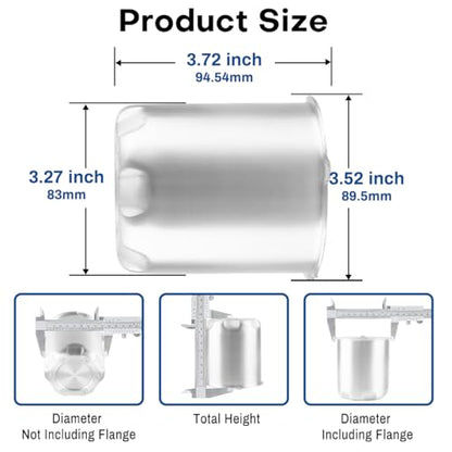3.27in Push Through Wheel Center Caps Aluminum Fit 3.27" Center Bore Truck Trailer RV SUV Wheels Rims, Silver Hub Covers, 4Pcs - size: 3.27” Hub, 3.72” Tall