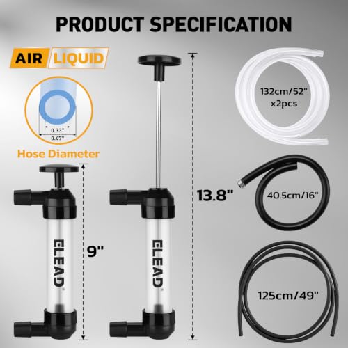 Fluid Transfer Siphon Pump for Gasoline, Multi-use Liquid Transfer Pump, Max 3 GPM High Flow, Hand Pump with Inflator Hose adapter, Balloon Adapter for Gas, Water, Transmission Fluid and Diesel - color: Clean White