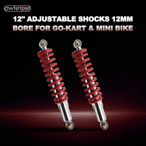 2pcs 12" Adjustable Shocks 12mm ID Go Kart Minibike - size: 12mm ID
