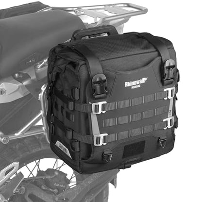 Rhinowalk Motorcycle Saddlebags Waterproof Tail Bag Luggage Bags Quick Release Side Bags 35L~45L Expandable with Molle System, Reflective Safety, Black (1pc) - color: Black-35L