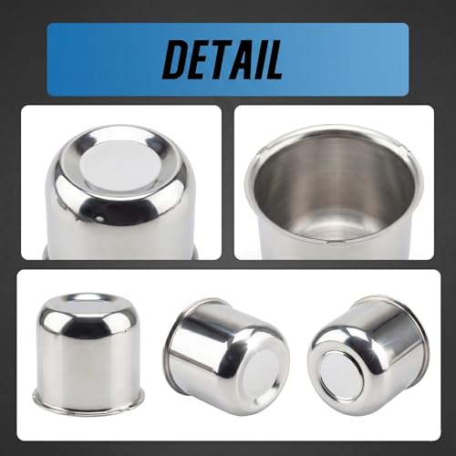3.19 Inch Sliver Wheel Center Caps Compatible with Trailer Truck RV SUV Wheel Rims, 4Pcs Steel Chrome Push Through Trailer Center Caps, 3.17 Inch Height (3.19in) - size: 3.19in