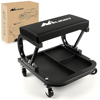 Nilight Rolling Creeper Garage/Shop Seat, 250 LBS Capacity - color: Black 250lbs