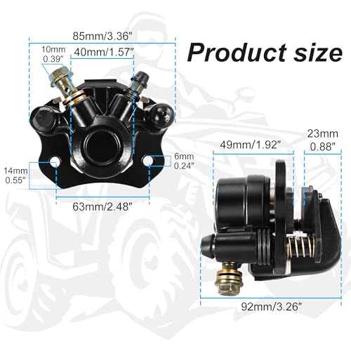 RUTU Brake Caliper for Chinese ATV Quad Go Kart Brake Caliper Compatible with Four Wheeler Coolster Kazuma 110cc 125cc 150cc 200cc 250cc 196cc 6.5HP kt196 Taotao, Right Side Wheels - color: Black, size: Right exhaust screw