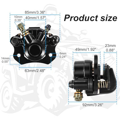 RUTU Brake Caliper for Chinese ATV Quad Go Kart Brake Caliper Compatible with Four Wheeler Coolster Kazuma 110cc 125cc 150cc 200cc 250cc 196cc 6.5HP kt196 Taotao, Right Side Wheels - color: Black, size: Right exhaust screw