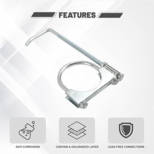 Exhaust Clamp With Hanger Fits 3" Exhaust Pipe, 2PCS - size: 3''