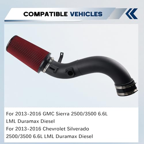 Cold Air Intake Compatible With 2013 2014 2015 2016 Chevy GMC 6.6L LML Duramax Diesel - size: Chevy GMC Cold Air Intake 6.6L