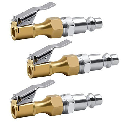 Air Chuck Pack of 3, Heavy Duty Closed Flow Tire Chuck with 1/4" FNPT for Tire Inflator Gauge Compressor Accessories