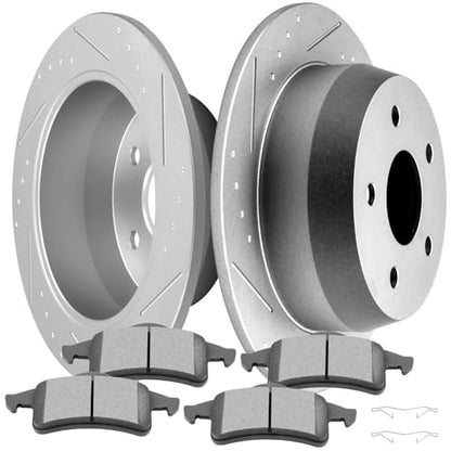 SCITOO Rear Brake Kits Drilled & Slotted Brakes Rotor Brakes Pads:5119;D791 - size: Rear 5119 + D791 [2+4PCS]