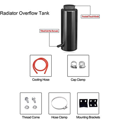 BDFHYK Coolant Overflow Tank, Radiator Reservoir Tank, Aluminum Reservoir Expansion Tank Universal 800ml, Hose Oil Catch Can, Black - color: black, size: 800 Milliliters