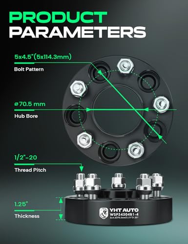 YHTAUTO 5x4.5 Hub Centric Wheel Spacers 1.25 Inch for Ford, Lincoln - size: 1.25 Inch Thickness, style: 4 PCS