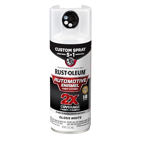 Rust-Oleum 2X Automotive Enamel 5-in-1 Spray Paint, Gloss White - color: Gloss White, size: 12 Ounce (Pack of 1)
