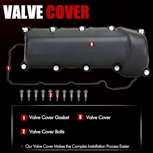 MITZONE Left Side Engine Valve Cover Kit with Gasket & Bolts Compatible with 2004-2011 Dodge Dakota Durango Nitro RAM 1500 2002-2012 Jeep Commander Liberty 3.7L Replace# 53021937AC 53021937AD - color: Left Side