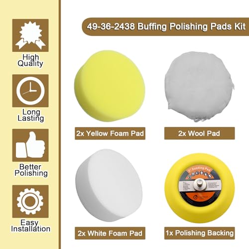 49-36-2438 Buffing Polishing Pads Kit for Milwaukee M12 Polisher