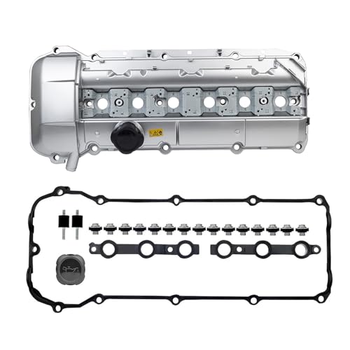 11121432928 Aluminum Valve Cover Kit with Gasket & Bolts - Compatible with 1999-2002 BMW 323i/325i/328i/330i/525i/528i/530i/Z3/X5 M52 M54 2.5L 2.8L 3.0L - color: 11121432928 Aluminum Valve Cover Kit