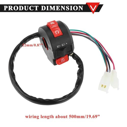 PRO BAT Left Kill Light Starter Switch 8 Wire 3 Function - style: 50cc Switch with Male Plugs