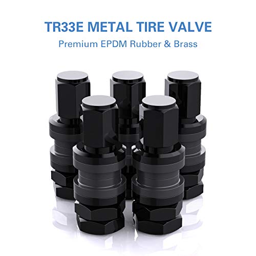 CKAuto VS33/TR33E Metal Clamp-in Tubeless Tire Valve Stem，Black, 5 Pcs/Pack - size: 10
