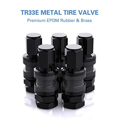 CKAuto VS33/TR33E Metal Clamp-in Tubeless Tire Valve Stem，Black, 5 Pcs/Pack - size: 10