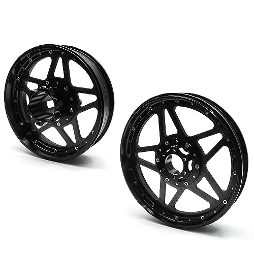 TREAL Losi Promoto MX Front and Rear Wheels(2P), CNC Machined Aluminum w Carbon Rims for Losi 1/4 FXR Motorcycle(Black) - color: black