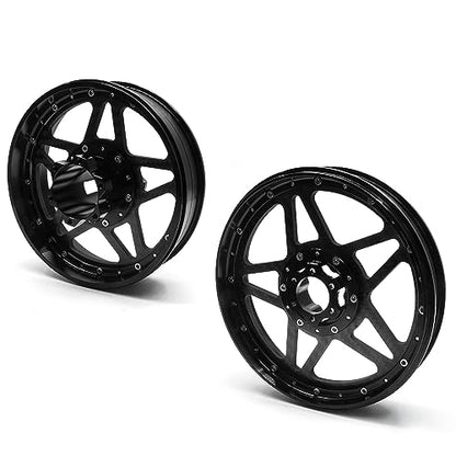 TREAL Losi Promoto MX Front and Rear Wheels(2P), CNC Machined Aluminum w Carbon Rims for Losi 1/4 FXR Motorcycle(Black) - color: black