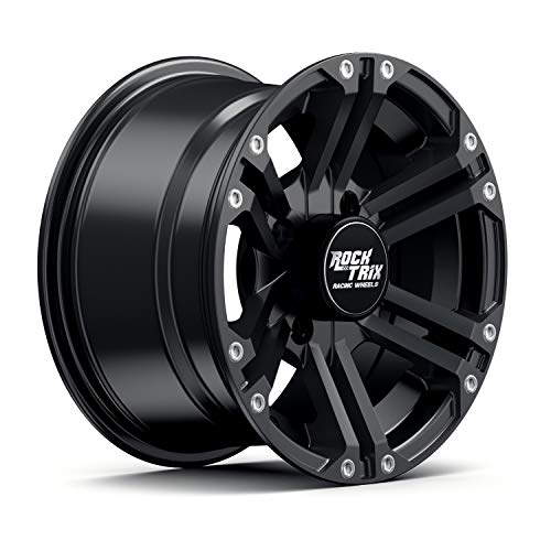 RockTrix RT101 12x7 ATV UTV Wheel 4x110 5+2 Offset, Matte Black, 4pc Set - size: 12x7 (5+2)