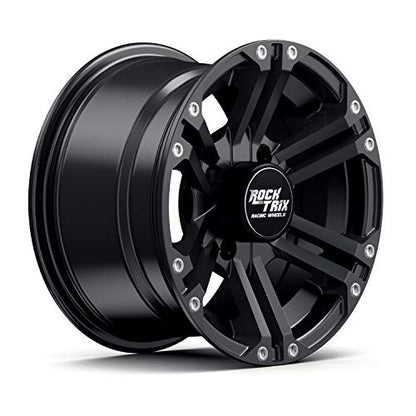 RockTrix RT101 12x7 ATV Wheel 4x110 SRA Offset, Matte Black, 4pc Set - size: 12x7 (5+2F/2+5R)