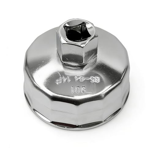 64mm-65mm 14 Flute Oil Filter Wrench with 1/2" Drive Port, Oil Filter Removal Tool Compatible with Honda, Acura, Nissan, Fits 15400-PLM-A02 & Wix 57356, Professional Automotive Oil Change Tool