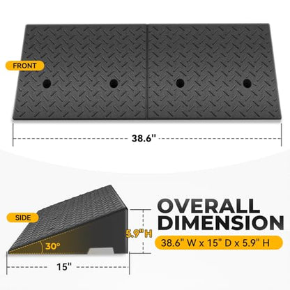 Auto Dynasty 5.9"H Rubber Curb Ramps for Driveway Sidewalk, HeavyDuty 2 Set - size: 5.9" Rise