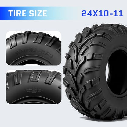 24x10-11 ATV UTV Tires,6PR All-Terrain Tire,Tubeless,Pack of 2 - size: 24x10x11