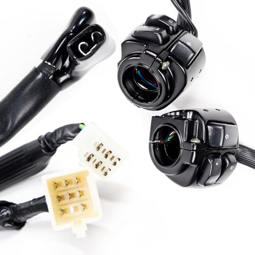 Black Kit 1" Handlebar Multi-Function Switch Controls + 2PCS CNC Rubber Hand Grips for 1996-2012 Harley Softail Dyna Sportster