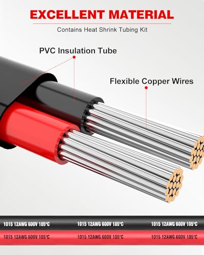 NAOEVO 12 Gauge Wire 2 Conductor, 12 Gauge Automotive Wire 12V Cable, 15FT - size: 15ft, style: 2C-12AWG