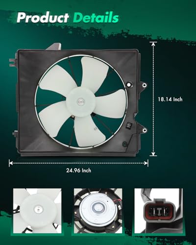 SCITOO 600850 Radiator Cooling Fan for Honda for Odyssey 2005-2010 3.5L