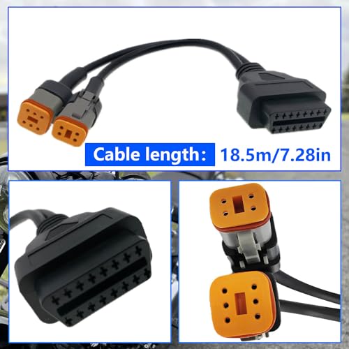OBD2 Diagnostic Scanner Adapter Cable fits for Harley Davidson,2 in 1 Motorcycle OBD Scanner Adapter Cable (16Pin to 4Pin and 16Pin to 6Pin) 12" OBD2 Cable